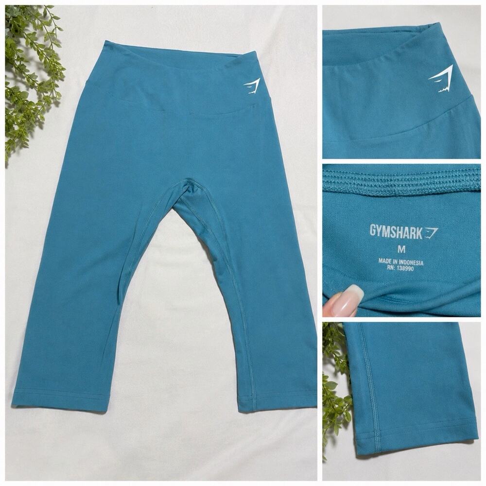 Gymshark High Waisted Cropped Leggings Capri Teal Women’s M Fits Like Small / XS